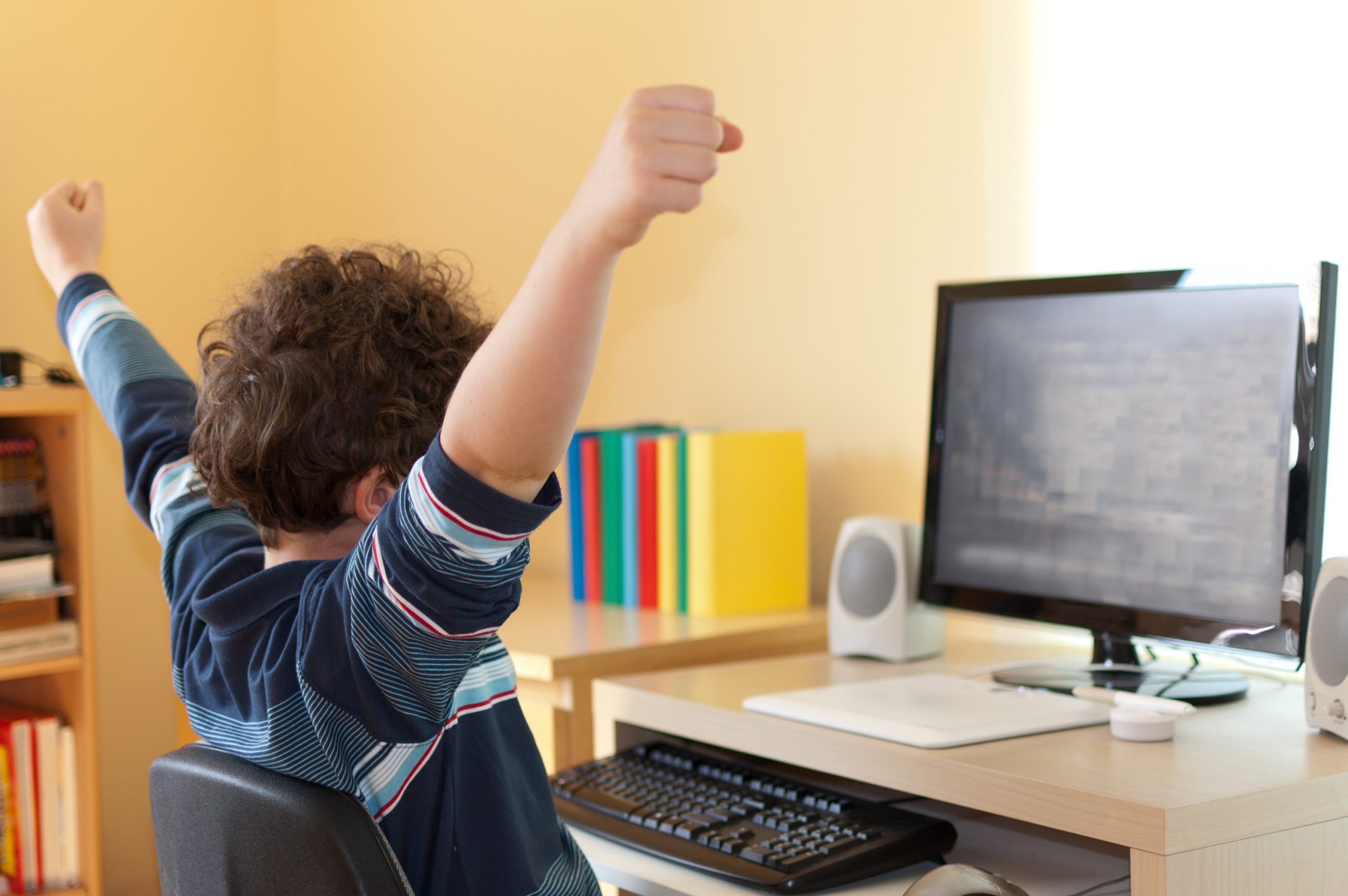Een kind achter een computer, illustratief voor artikel over digitale toepassing van het RID.